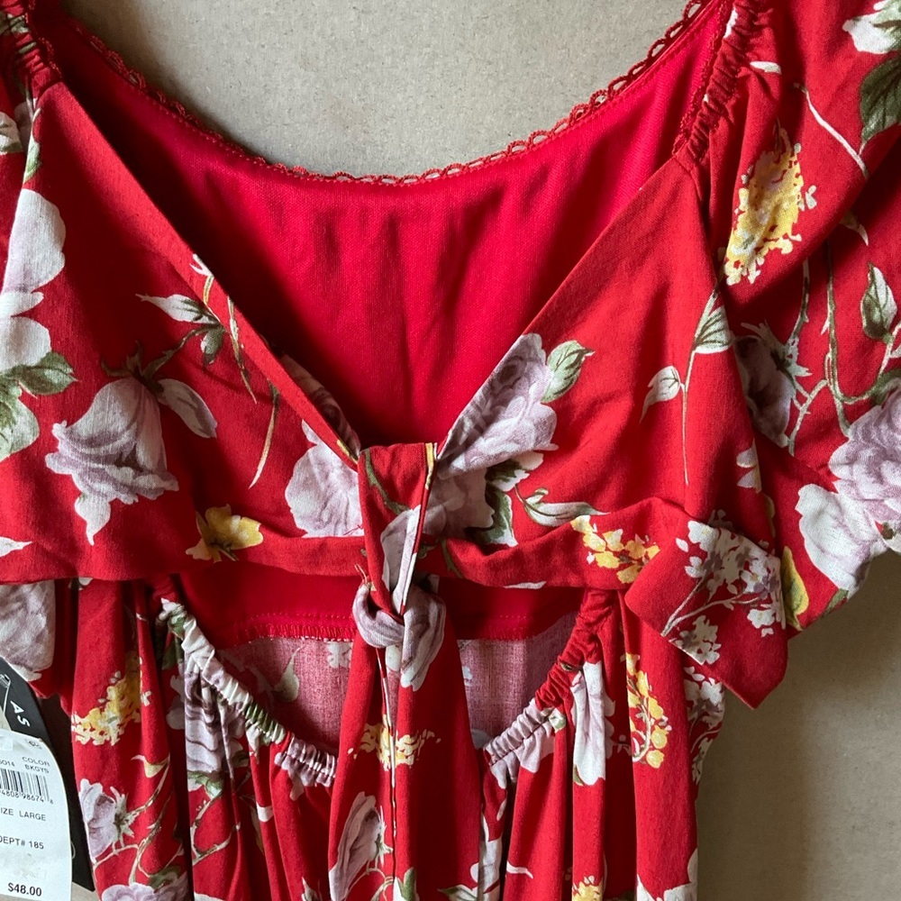 As U Wish Floral Red Dress. Size L NWT - Picture 10 of 13